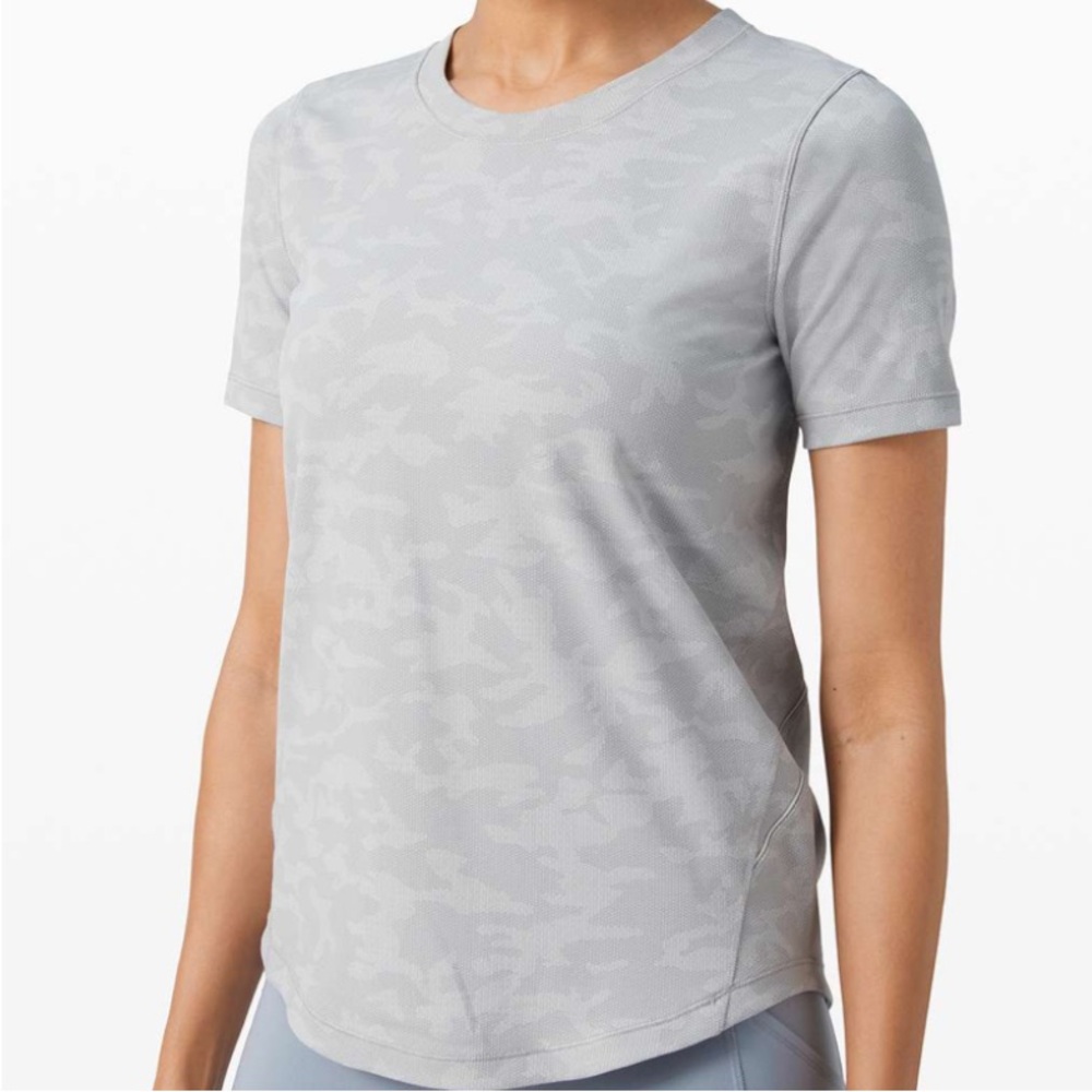 Lululemon Long Distance Short Sleeve Incognito Camo SSL Silver Drop Alpine White - Picture 2 of 8